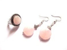 Set inel si cercei cu cuart roz 44159