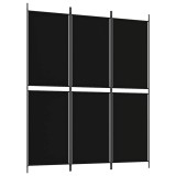 Cumpara ieftin Paravan de camera cu 3 panouri, negru, 150 x 180 cm, textil