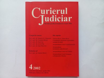 CURIERUL JUDICIAR. REVISTĂ JURIDICĂ. SERIE NOUĂ. NR. 4 / APRILIE, 2002 foto
