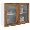 Dulap suspendat bucatarie Gossi, lemn vechi, 80x31x60 cm, PAL, maro/gri/alb/negru. Raft depozitare montat pe perete, design modern