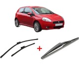 Cumpara ieftin Set 3 stergatoare FIAT GRANDE PUNTO (199_) din 2005 - 2015, pentru parbriz si luneta fata si spate auto, Bosch Twin, din cauciuc siliconat rezistent,