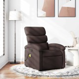 VidaXL Fotoliu de masaj rabatabil, maro &icirc;nchis, material textil