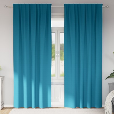 vidaXL Perdele cu perdele 2 pcs Turcoaz 225 x 140 cm Poliester foto