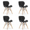 Set 4 scaune stil scandinav, Artool, Lago, piele ecologica, lemn, negru, 47x38x73 cm