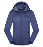 Jachetă cu glugă din softshell impermeabilă și respirabilă cu fleece pentru femei &ndash; Gri-albastru 2XL