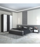 Dormitor Gri 180x200cm - Pat, Sifonier, Noptiere - Transport Gratuit