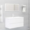 Set mobilier de baie, 2 piese, alb extralucios, lemn compozit