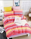 Cumpara ieftin Lenjerie de pat pentru o persoana cu husa elastic pat si fata perna dreptunghiulara, Pilons, bumbac mercerizat, multicolor