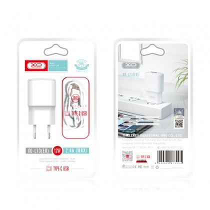 Incarcator Retea XO-L73, 2,4A, 1 X USB + Cablu de date / incarcare Micro USB, Alb, Blister