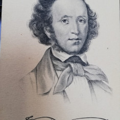 Carte postala Felix Mendelssohn Bartholdy, litografie, ed.Stengel, perfecta