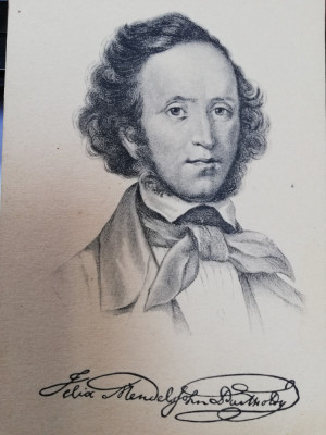 Carte postala Felix Mendelssohn Bartholdy, litografie, ed.Stengel, perfecta foto