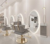 Stație de coafură, frizerie și cosmetică cu oglindă LED rotundă 180x90