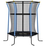 HOMCOM Trambulină Elastică pentru Copii 3-10 Ani cu Intrare cu Fermoar și Țevi Căptușite, &Oslash;163,5x190 cm, Albastru | Aosom Romania