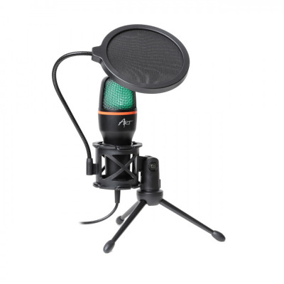 Microfon Condensator cu Membrană pentru Chat Live Stream Gaming pe Trepied cu Iluminare LED Multicolor foto