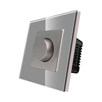 Variator de tensiune Luxion LXD-MP-DM01GF-GY, incastrat, 500W, rama din sticla inclusa, gri foto