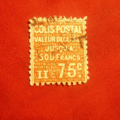 Timbru Colet Postal 75C rosu stampilat ,valoare declarata , Franta