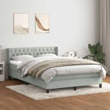 vidaXL Pat box spring cu saltea, gri deschis, 160x220 cm, catifea 3318411