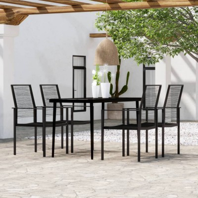 vidaXL Set de servit masa pentru grădină, 5 piese, negru foto