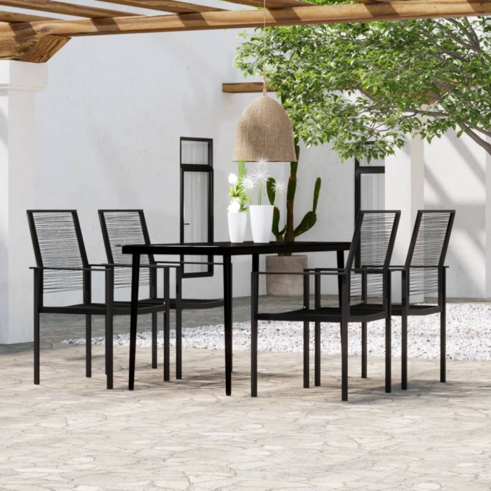 vidaXL Set de servit masa pentru grădină, 5 piese, negru