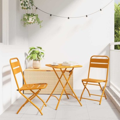 vidaXL Set bistro 3 pcs Muștar Oțel 42002951 foto