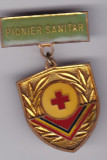 INSIGNA PIONIER Sanitar - medalie, Romania de la 1950