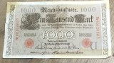 BNKSTR02DE Bancnotă Germania 1000 Mărci 1910, Serie Roșie, Stare VG (Uzată, Margini Ciupite, Defecte pe Chenar