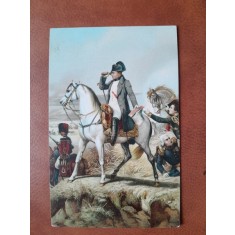 Napoleon Bonaparte pe cal, la Wagram, carte postala ilustrata