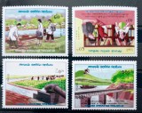 Laos 1988 vapoare, poduri, recolte,servici medicale, serie 4v nestampilat