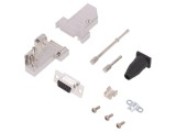 Conector D-Sub 9 PIN Mamă Lipire pe Cablu Negru Kit Complet