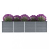 Gossi strat inaltat de gradina, gri, 320x80x77 cm, otel galvanizat