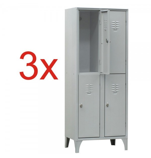 3x VESTIAR METALIC CU PICIOARE SI 4 USI 113/04, 700x350x1800 mm (LxlxH), Italia