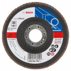 Disc de slefuire evantai BOSCH X551 pentru metal ,D 115 mm; G 80, versiunea inclinata