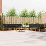 vidaXL Set de canapele de exterior cu pernă 9 pcs Natural și Antracit 3367375