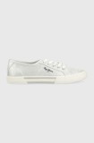 Pepe Jeans tenisi BRADY femei, culoarea argintiu, PLS31439