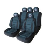Set Huse Scaune Universale Premium Carguard Personalizate cu Volkswagen &ndash; Negru/Albastru