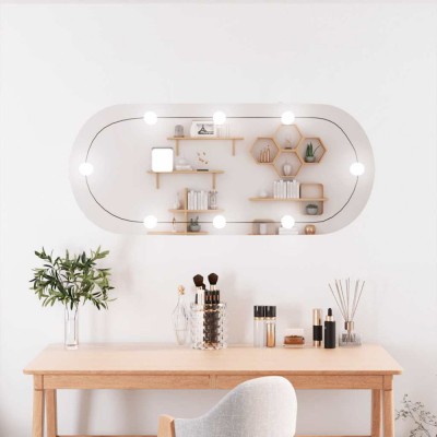 Oglindă de perete cu lumini LED 25x60 cm oval sticlă foto