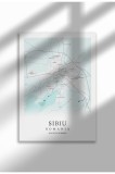 Poster Canvas cu Harta Orașului Sibiu - Rom&acirc;nia &ndash; Print Digital Ne&icirc;nramat | A4 (21 x 29.7 cm)