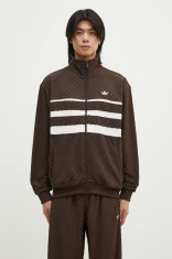 adidas Originals bluză Q12 Monogram Tee bărbați, culoarea maro, cu imprimeu, JP4419
