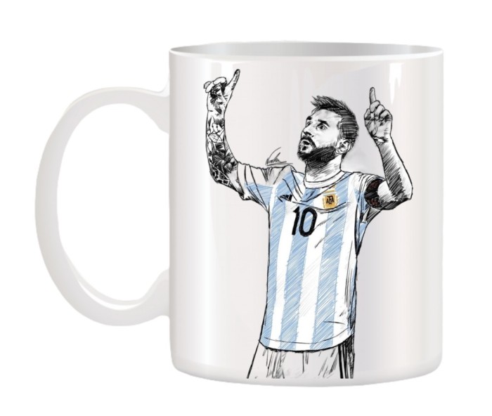 Cana alba ceramica personalizata Lionel Messi, Argentina, INOVATIX&reg;. 330ml