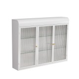 Dulap de Perete cu 3 Uși din Sticlă cu Design Curbat, Alb | Aosom Romania