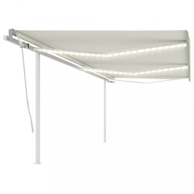 vidaXL Copertină retractabilă manual cu LED, crem, 6x3 m 3070002 foto