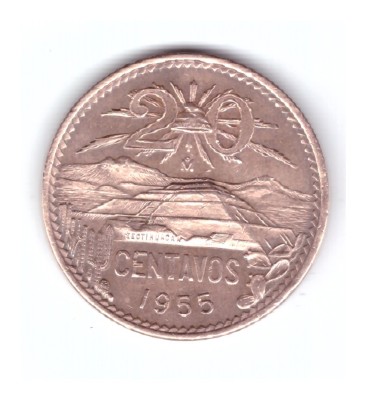 Moneda Mexic 20 centavos 1955, stare foarte buna, curata foto