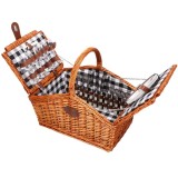 Cos de picnic Deluxe pentru 4 persoane din rachita, cu vesela si izolare termica