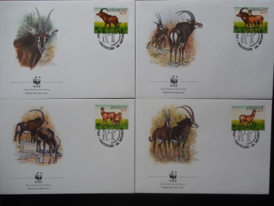 Angola-WWF Antilope-set complet FDC foto