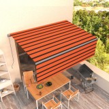 VidaXL Copertină retractabilă manual cu stor, portocaliu&amp;maro, 4,5x3 m