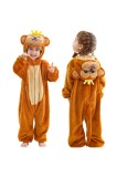 Tricou cu glugă pentru bebeluși cu imprimeu de animale, din flanelă, cu fermoar, pentru copii mici &ndash; Maro &icirc;nchis 12-18 luni