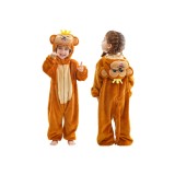 Tricou cu glugă pentru bebeluși cu imprimeu de animale, din flanelă, cu fermoar, pentru copii mici &ndash; Maro &icirc;nchis 12-18 luni