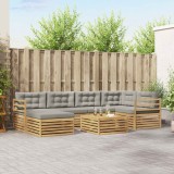 vidaXL Set de canapele de exterior cu pernă 7 pcs Alb și gri deschis 3390786