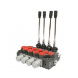 Distribuitor hidraulic cu 4 manete supapa de siguranta SD11 debit 80L/min levier si reductie -15 /+80 Breckner Germany