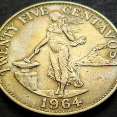 Moneda exotica 25 CENTAVOS - FILIPINE, anul 1964 * cod 5151